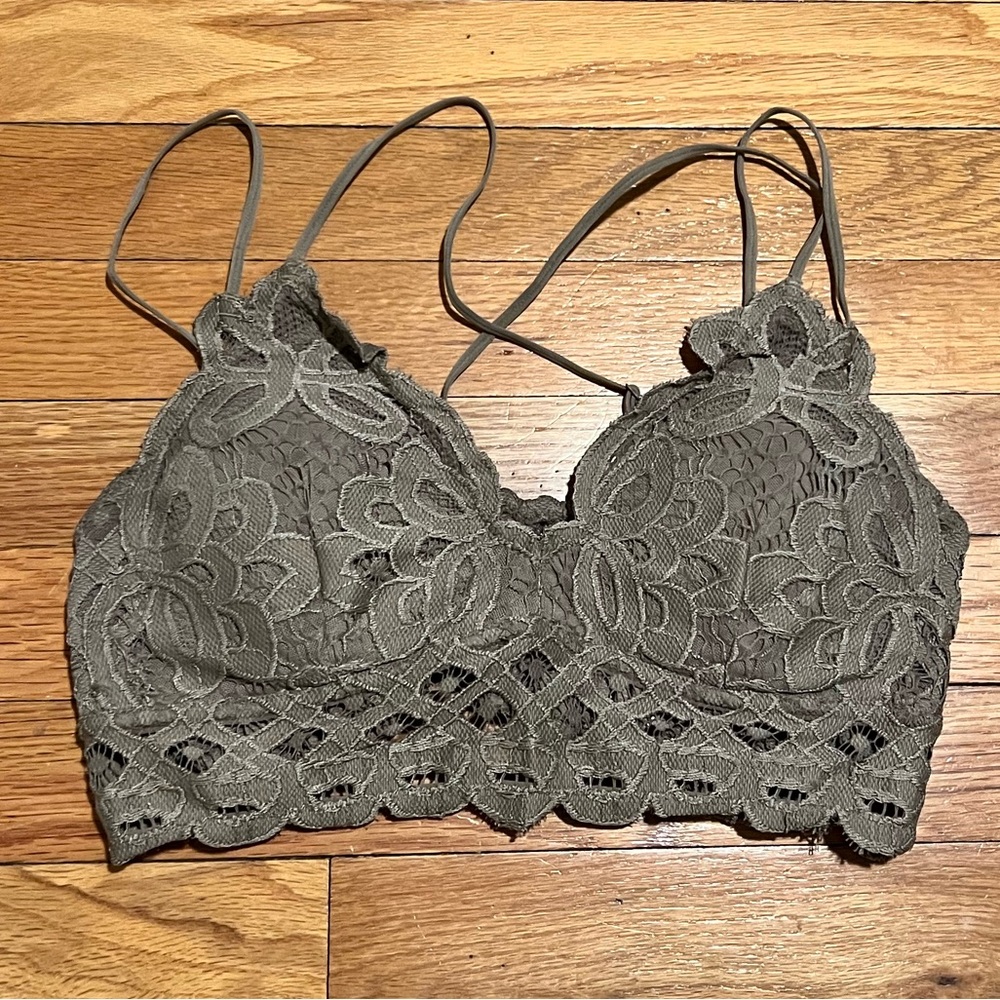 Scalloped Petal Bralette Coffee Brown Size Medium